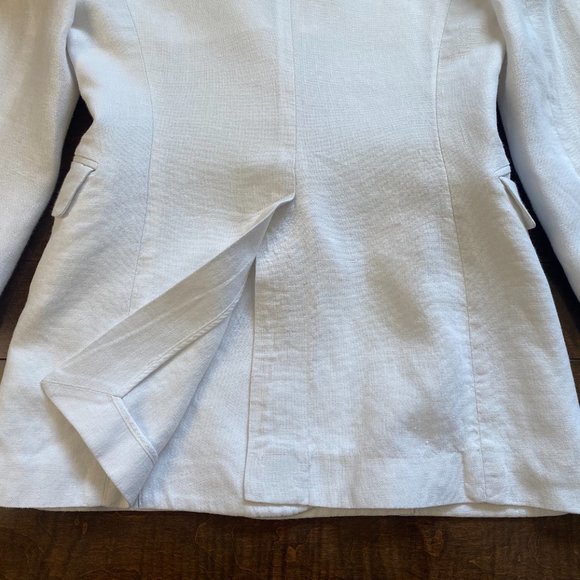 Theory Shawl Collar Double-Breasted Integrate White Linen Blazer Jacket Ladies 2 - Picture 7 of 11